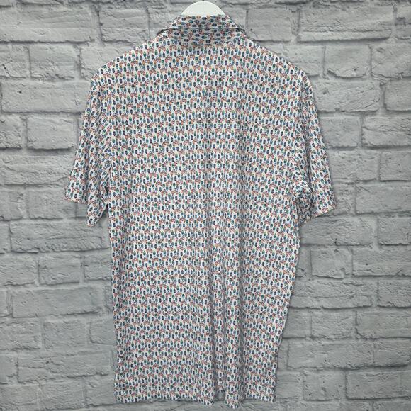 Turtleson Golf Polo Shirt Size S Mens Short Sleeve Popsicle White Allover Print - Picture 5 of 5